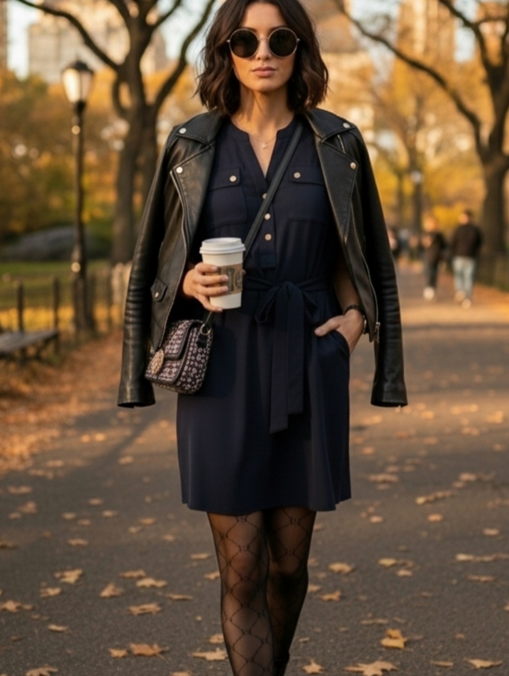 Jones NY Navy Dress w/ Gold Buttons